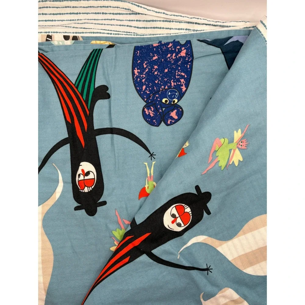 Ikea Twin Duvet Cover Blue Monster Robot Vampire Mummy Character Print Bedding